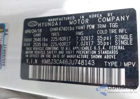 2018 Hyundai Tucson Sel from USA, damaged, VIN KM8J3CA46JU748143